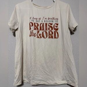 Cream Graphic T-Shirt with Inspirational Text